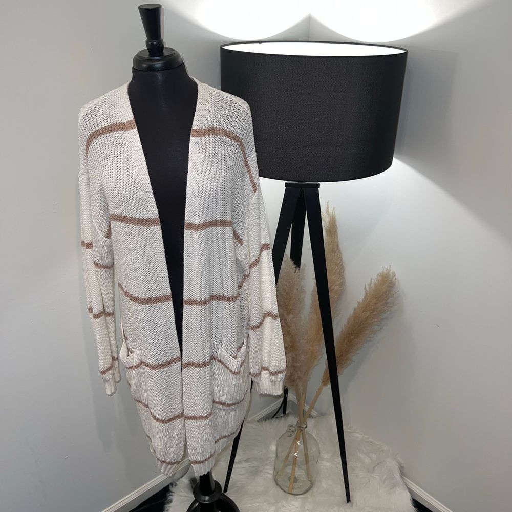 NWOT Polagram Maxi Knit Striped Cardigan Size Large